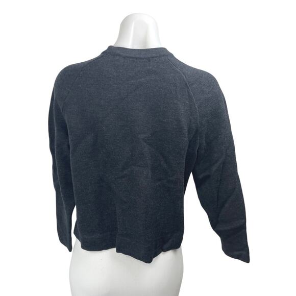 Alpha60 100% Merino Wool Black Knit Mock Neck Long Sleeve Crop Sweater Top Sz S - Picture 2 of 4